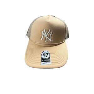 New York‎ Yankees Rope Hat Mens Snapback Tan '47 Brand MLB Mesh Foam Trucker Hat
